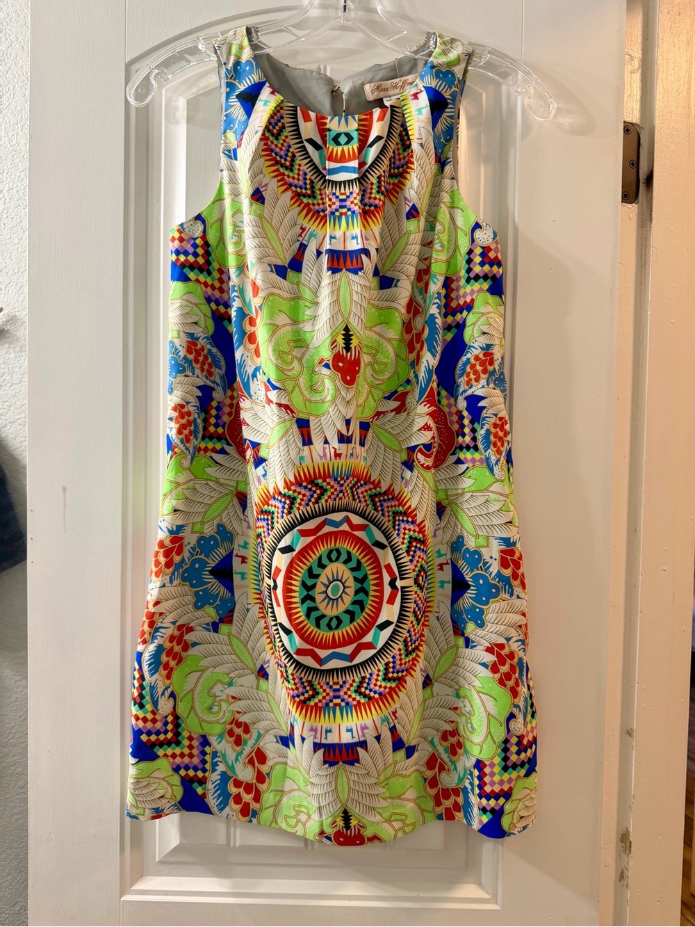 Mara Hoffman Neon Geo-Print Mini Shift Dress
